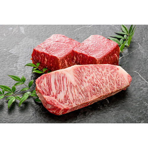 ＜米沢牛黄木＞米沢牛塊ステーキ　ロース1塊550g、モモ肉2塊（計1,200g）